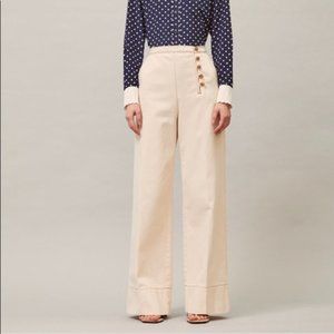 Tory Burch Cotton Twill Buttonfront Trouser Sz 8 NWT